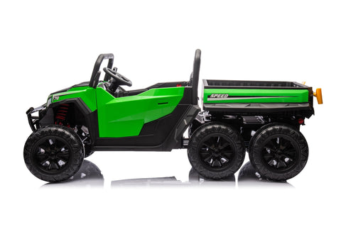 24 V Six - Wheel UTV Ride - On Truck – Leather Seat, EVA Wheels, 550 W Motors, Remote Control - with Green | Sold by Uncle Wiener's Wholesale