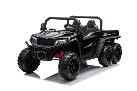 24 V Six - Wheel UTV Ride - On Truck – Leather Seat, EVA Wheels, 550 W Motors, Remote Control - with Black | Sold by Uncle Wiener's Wholesale