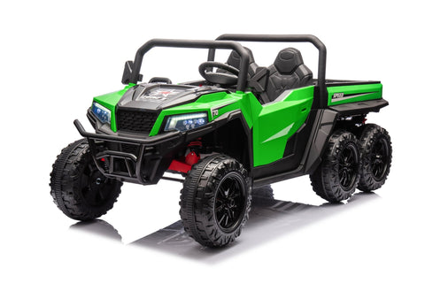 24 V Six - Wheel UTV Ride - On Truck – Leather Seat, EVA Wheels, 550 W Motors, Remote Control - with Green | Sold by Uncle Wiener's Wholesale