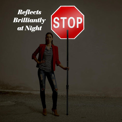 24" x 24" Flagger Stop/Slow Paddle — Double - Sided with Telescopic Staff 329481 - with | Sold by Uncle Wiener's Wholesale