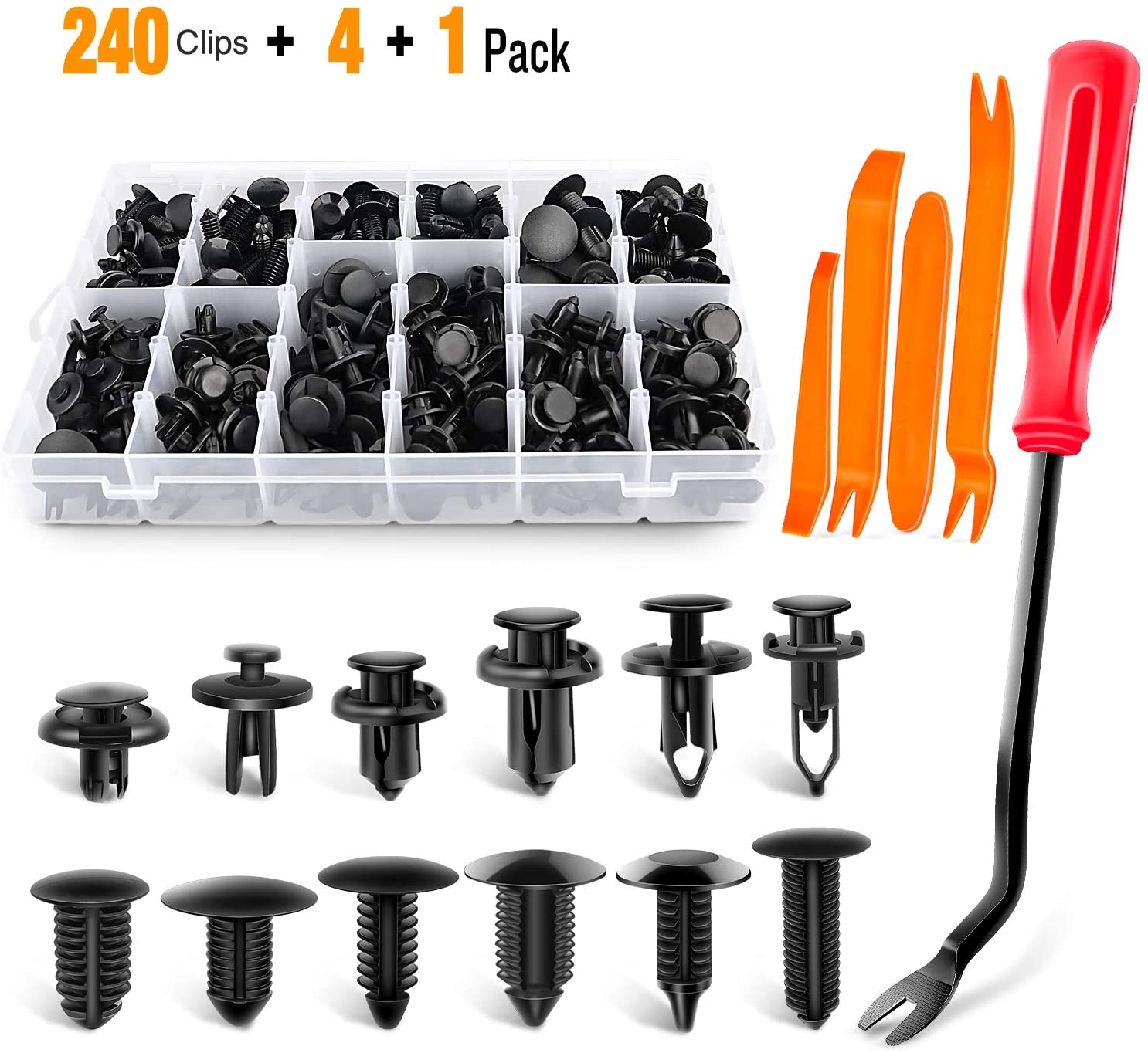 240 PCS Auto Body Push Pin Rivet Kit with Fastener Remover Tool S1100 ...