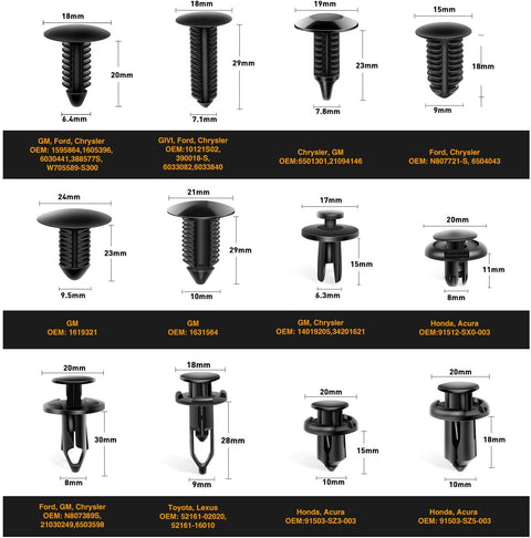 240 PCS Auto Body Push Pin Rivet Kit with Fastener Remover Tool S1100 - with | Sold by Uncle Wiener's Wholesale