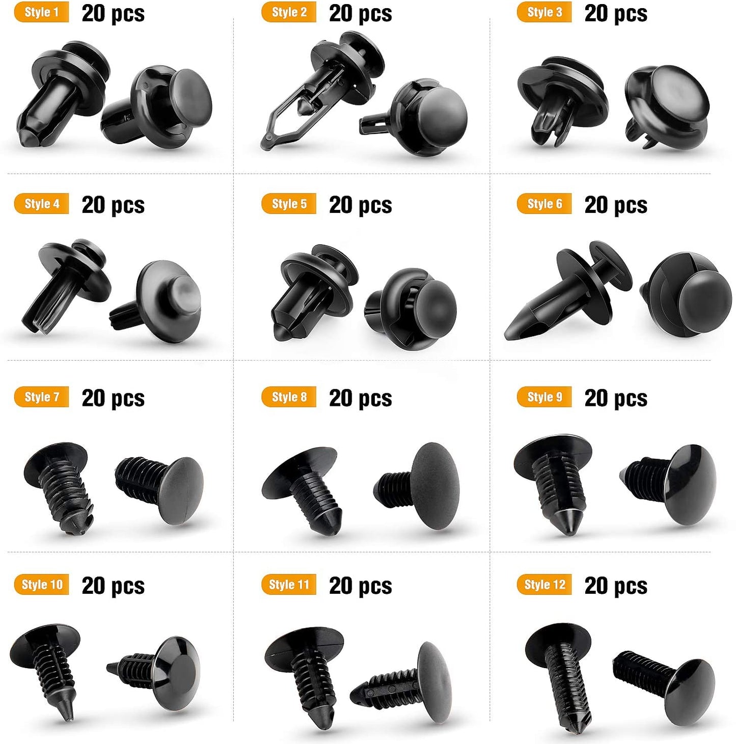 240 PCS Auto Body Push Pin Rivet Kit with Fastener Remover Tool S1100 - with | Sold by Uncle Wiener's Wholesale