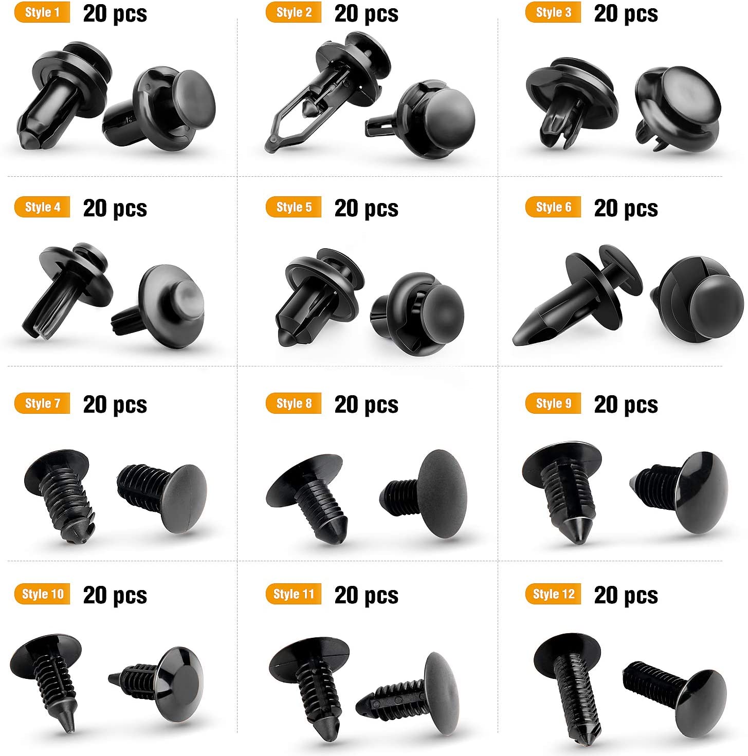 240 PCS Auto Body Push Pin Rivet Kit with Fastener Remover Tool S1100 - with | Sold by Uncle Wiener's Wholesale