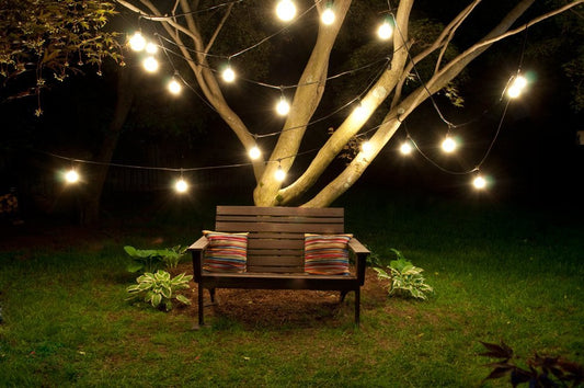24FT Outdoor String Lights with 18 Bulbs – Wedding, Patio, Bistro & Garden Lighting 7219WL - with | Sold by Uncle Wiener's Wholesale