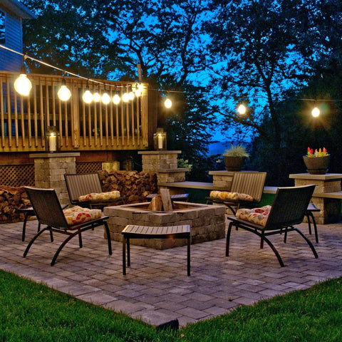 24FT Outdoor String Lights with 18 Bulbs – Wedding, Patio, Bistro & Garden Lighting 7219WL - with | Sold by Uncle Wiener's Wholesale