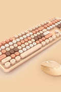 2.4G Full - Size Wireless Keyboard and Mouse Combo, Multi - Color Typewriter Style Round Keycap, Cute Candy Colors, Compatible with Notebook, PC (104 Keys,Milk Tea) - with | Sold by Uncle Wiener's Wholesale