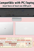 2.4G Full - Size Wireless Keyboard and Mouse Combo, Multi - Color Typewriter Style Round Keycap, Cute Candy Colors, Compatible with Notebook, PC (104 Keys,Milk Tea) - with | Sold by Uncle Wiener's Wholesale