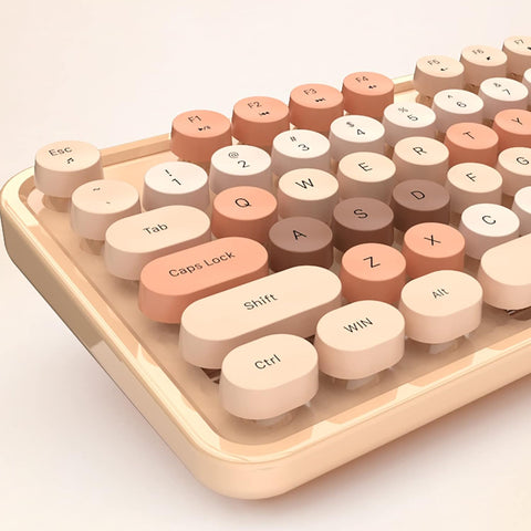 2.4G Full - Size Wireless Keyboard and Mouse Combo, Multi - Color Typewriter Style Round Keycap, Cute Candy Colors, Compatible with Notebook, PC (104 Keys,Milk Tea) - with | Sold by Uncle Wiener's Wholesale