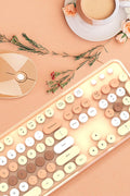 2.4G Full - Size Wireless Keyboard and Mouse Combo, Multi - Color Typewriter Style Round Keycap, Cute Candy Colors, Compatible with Notebook, PC (104 Keys,Milk Tea) - with | Sold by Uncle Wiener's Wholesale