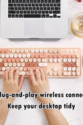 2.4G Full - Size Wireless Keyboard and Mouse Combo, Multi - Color Typewriter Style Round Keycap, Cute Candy Colors, Compatible with Notebook, PC (104 Keys,Milk Tea) - with | Sold by Uncle Wiener's Wholesale
