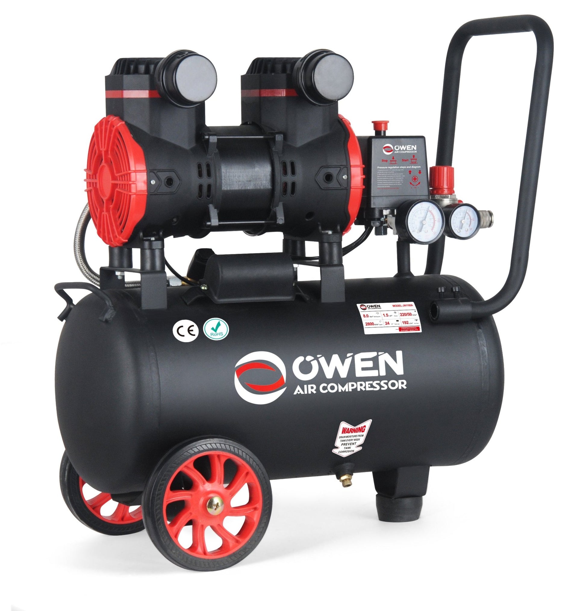 24L Air Compressor – Oil - Free Quiet Portable Air Tank for Home, Garage & Workshop Use JN1500A - with | Sold by Uncle Wiener's Wholesale