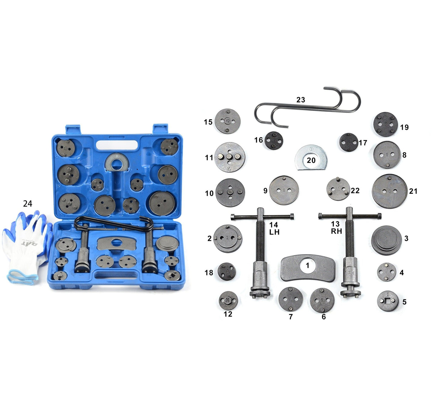 24PC Brake Caliper Compression Tool Kit Piston Reset Set with Case BC2418 - with | Sold by Uncle Wiener's Wholesale