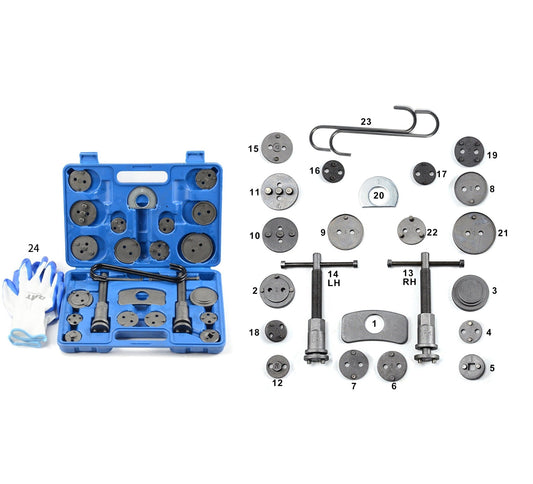 24PC Brake Caliper Compression Tool Kit Piston Reset Set with Case BC2418 - with | Sold by Uncle Wiener's Wholesale