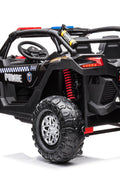 24V Electric Police Ride - On Car with Lights, EVA Wheels, Leather Seat & Remote Control 2118BK - with | Sold by Uncle Wiener's Wholesale