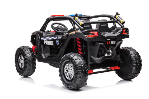 24V Electric Police Ride - On Car with Lights, EVA Wheels, Leather Seat & Remote Control 2118BK - with | Sold by Uncle Wiener's Wholesale