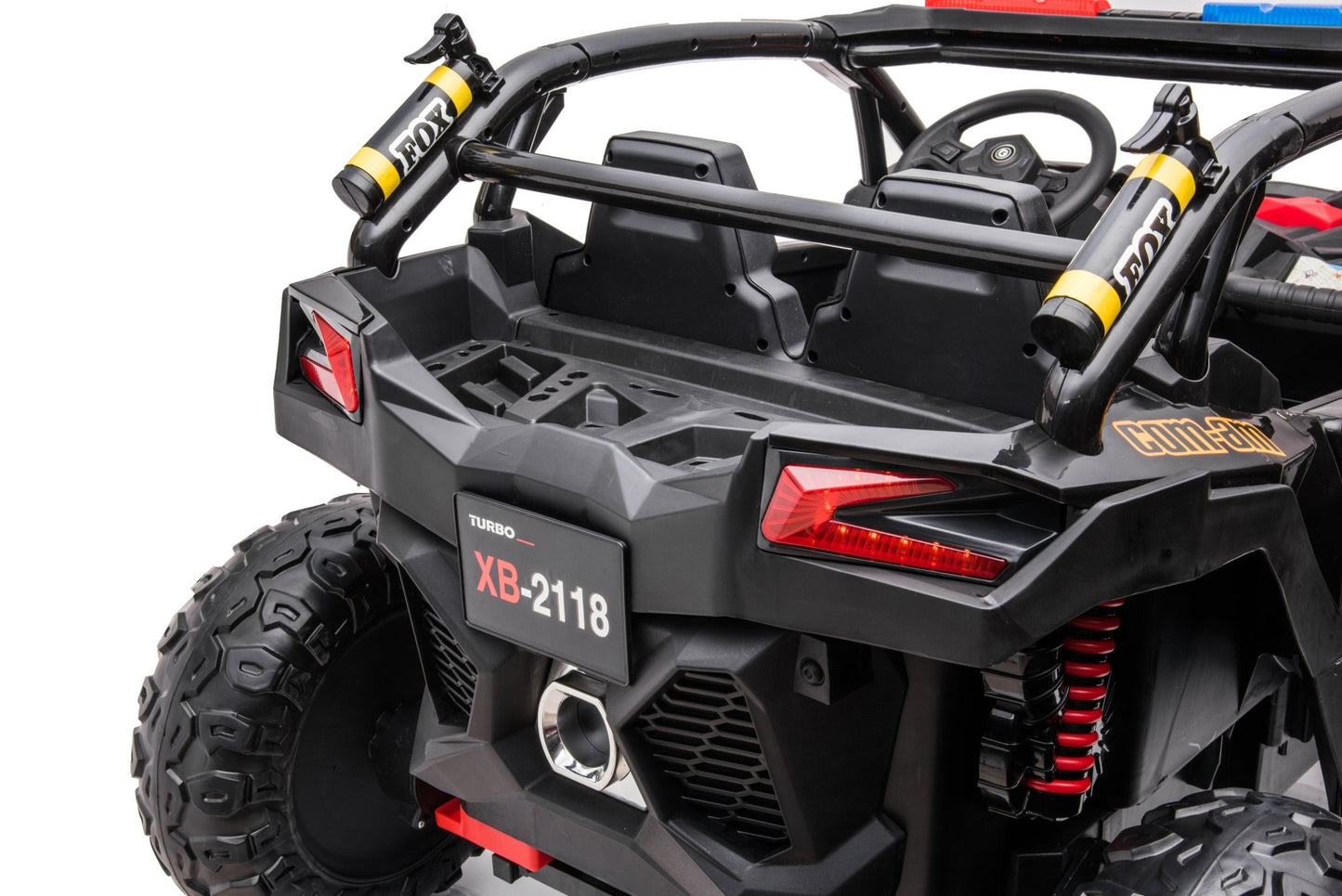 24V Electric Police Ride - On Car with Lights, EVA Wheels, Leather Seat & Remote Control 2118BK - with | Sold by Uncle Wiener's Wholesale