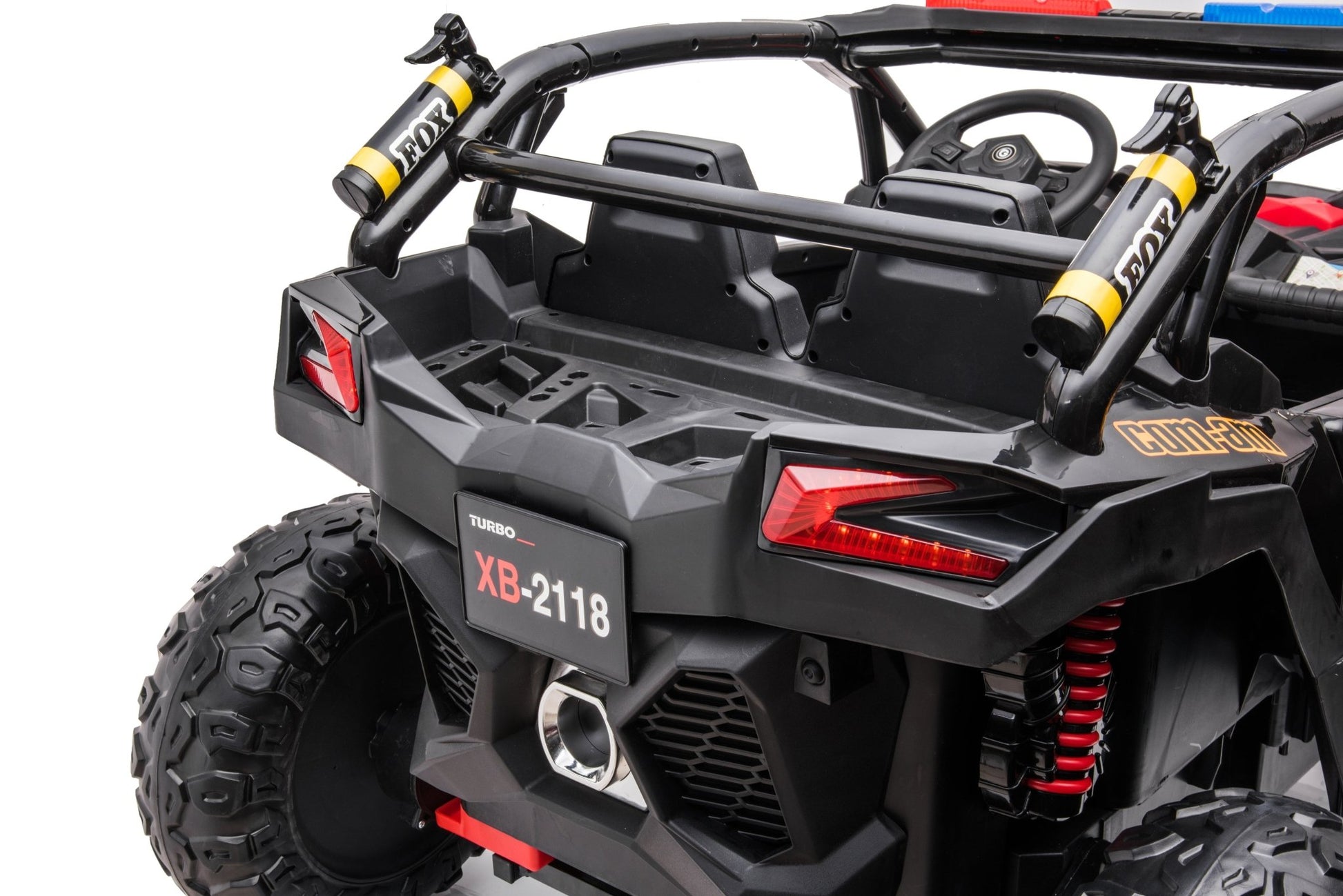 24V Electric Police Ride - On Car with Lights, EVA Wheels, Leather Seat & Remote Control 2118BK - with | Sold by Uncle Wiener's Wholesale