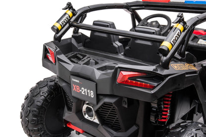 24V Electric Police Ride - On Car with Lights, EVA Wheels, Leather Seat & Remote Control 2118BK - with | Sold by Uncle Wiener's Wholesale