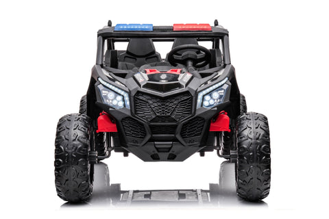 24V Electric Police Ride - On Car with Lights, EVA Wheels, Leather Seat & Remote Control 2118BK - with | Sold by Uncle Wiener's Wholesale