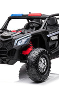24V Electric Police Ride - On Car with Lights, EVA Wheels, Leather Seat & Remote Control 2118BK - with | Sold by Uncle Wiener's Wholesale