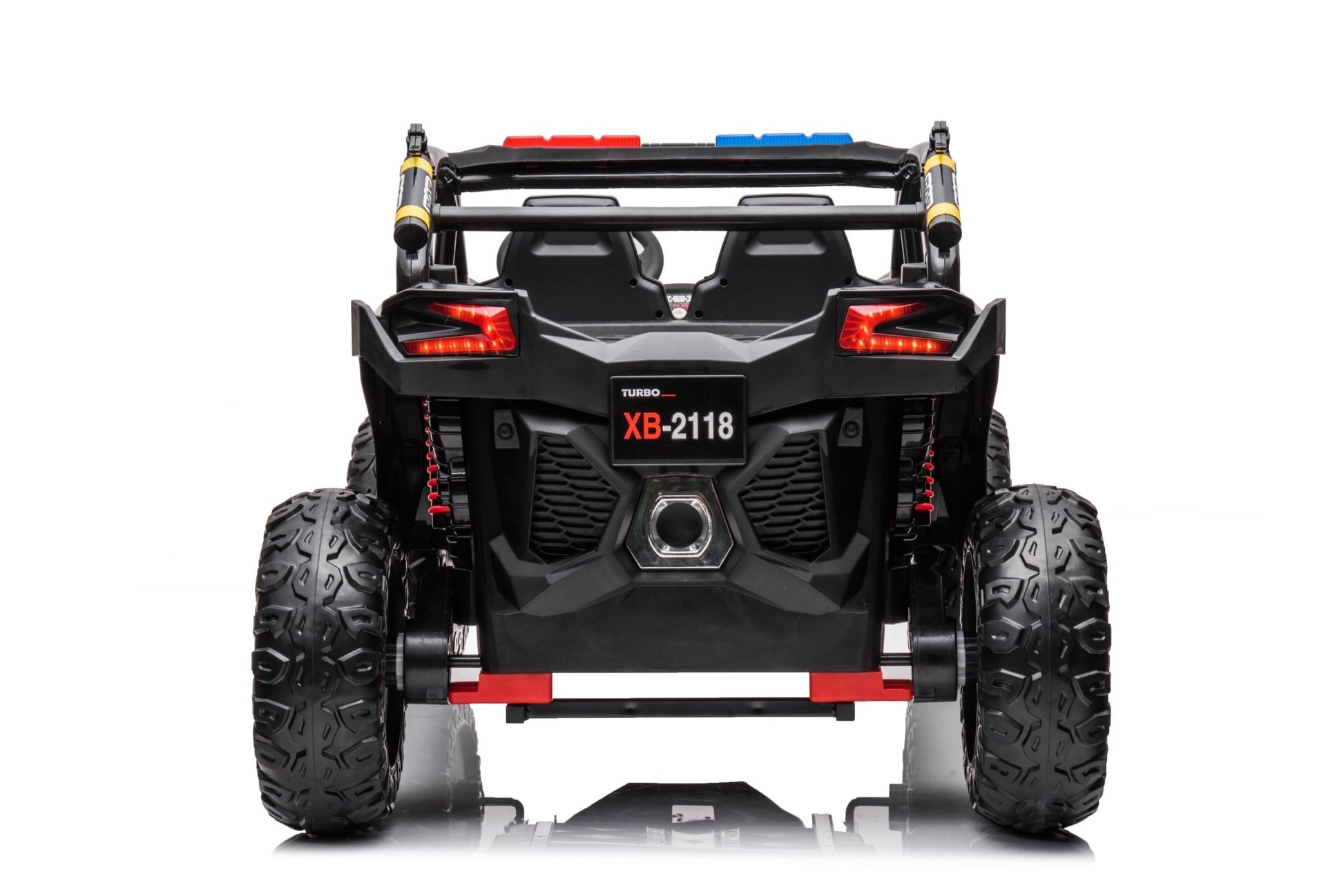 24V Electric Police Ride - On Car with Lights, EVA Wheels, Leather Seat & Remote Control 2118BK - with | Sold by Uncle Wiener's Wholesale