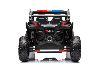 24V Electric Police Ride - On Car with Lights, EVA Wheels, Leather Seat & Remote Control 2118BK - with | Sold by Uncle Wiener's Wholesale