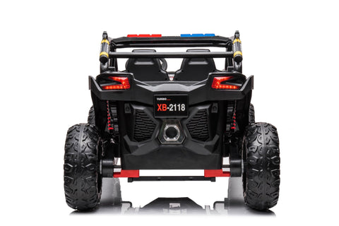 24V Electric Police Ride - On Car with Lights, EVA Wheels, Leather Seat & Remote Control 2118BK - with | Sold by Uncle Wiener's Wholesale