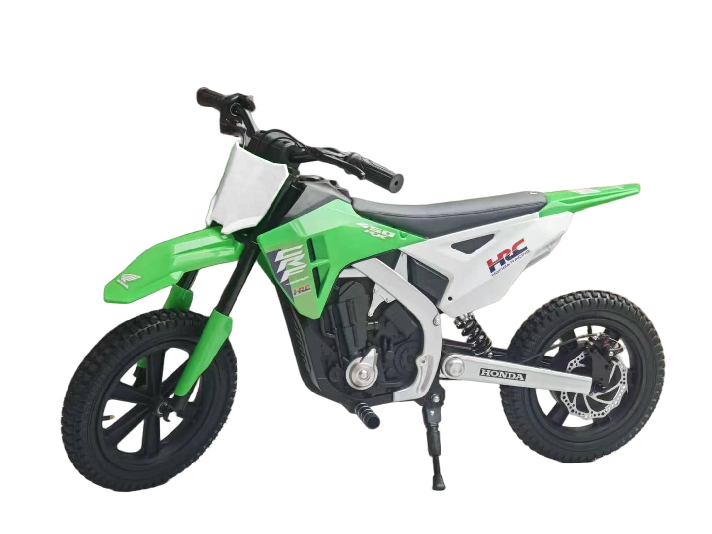 24V Kids Electric Dirt Bike – 250W Motocross Motorcycle with 14" Tires in Green & White or Red & White - with Green & White | Sold by Uncle Wiener's Wholesale