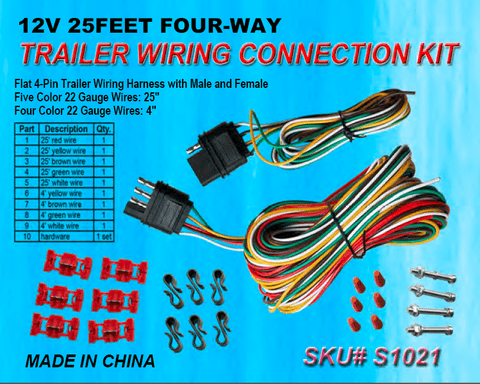 25 FT 4 - Way Trailer Wiring Harness – RV, Boat & Car S1021 - with | Sold by Uncle Wiener's Wholesale