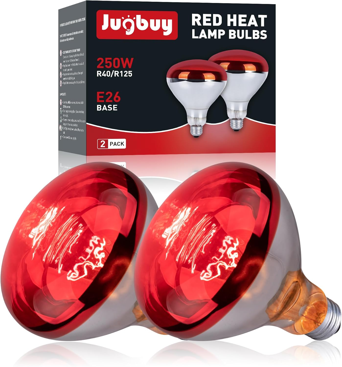 250W Red Heat Bulbs 2 Pack Infrared Chicken Coop Brooder Lamp E26 RHB250 - with | Sold by Uncle Wiener's Wholesale
