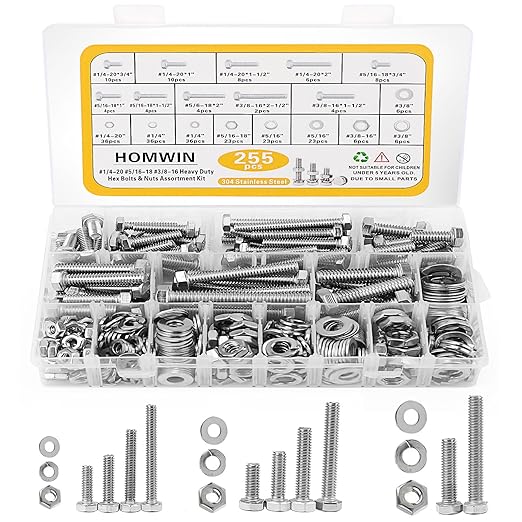 255 - Piece Stainless Steel Bolt & Nut Assortment Kit – SAE Hex Fasteners BTS0255P - with | Sold by Uncle Wiener's Wholesale