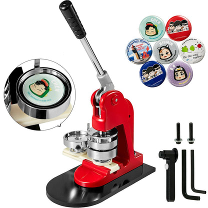 25mm Button & Badge Maker Machine with 500 Parts – Manual Press – Red – 1228800 - with | Sold by Uncle Wiener's Wholesale
