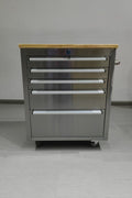 26 - Inch 5 - Drawer Stainless Steel Tool Bench with Rubber Wood Top – Rolling Workbench with Locking Drawers & Casters – TB2619S - with | Sold by Uncle Wiener's Wholesale