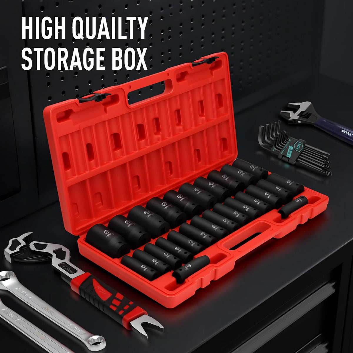 26-Piece 1/2" Drive Metric Deep Impact Socket Set 10–36 mm 6-Point with Storage Case IS2612 - with | Sold by Uncle Wiener's Wholesale