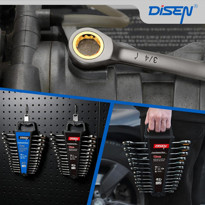 26-Piece 90-Tooth Metric & SAE Ratcheting Combination Wrench Set with Organizer GD026 - with | Sold by Uncle Wiener's Wholesale