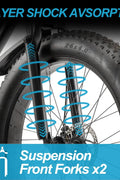 Matte black electric fat tire mountain bike side profile

Rider using e-bike on snowy terrain

Close-up of 350W rear hub motor

Heavy-duty disc brakes on fat tire

Fat tire grip on sand and off-road trails