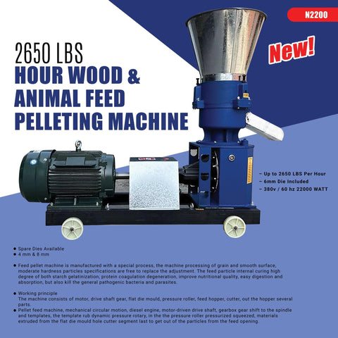 2650 LBS/Hour Wood & Animal Feed Pellet Machine – Heavy - Duty Pelleting Machine N2200 - with | Sold by Uncle Wiener's Wholesale