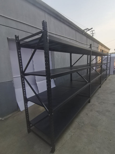 26.5FT Industrial Racking – Heavy - Duty 3 & 4 Tier Black Metal Rack Storage Shelving - with 26.5 ft L × 24 in W × 6.5 ft 4 Layers All Black | Sold by Uncle Wiener's Wholesale