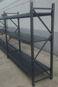26.5FT Industrial Racking – Heavy - Duty 3 & 4 Tier Black Metal Rack Storage Shelving - with 26.5 ft L × 30 in W × 6.5 ft H 4 Layers All Black | Sold by Uncle Wiener's Wholesale