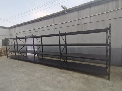 26.5FT Industrial Racking – Heavy - Duty 3 & 4 Tier Black Metal Rack Storage Shelving - with 26.5 ft L × 30 in W × 6.5 ft H 4 Layers All Black | Sold by Uncle Wiener's Wholesale