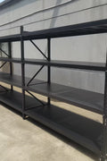 26.5FT Industrial Racking – Heavy - Duty 3 & 4 Tier Black Metal Rack Storage Shelving - with 26.5 ft L × 24 in W × 6 ft 3 Layers All Black | Sold by Uncle Wiener's Wholesale