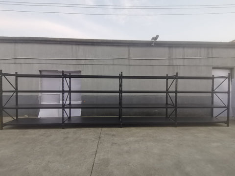 26.5FT Industrial Racking – Heavy - Duty 3 & 4 Tier Black Metal Rack Storage Shelving - with 26.5 ft L × 24 in W × 6.5 ft 4 Layers All Black | Sold by Uncle Wiener's Wholesale
