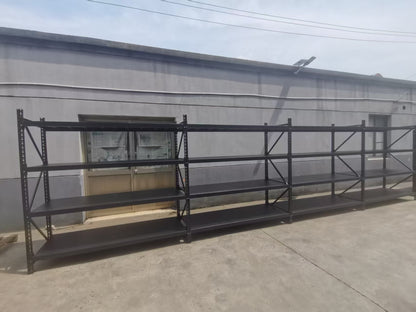 26.5FT Industrial Racking – Heavy - Duty 3 & 4 Tier Black Metal Rack Storage Shelving - with 26.5 ft L × 24 in W × 6 ft 3 Layers All Black | Sold by Uncle Wiener's Wholesale