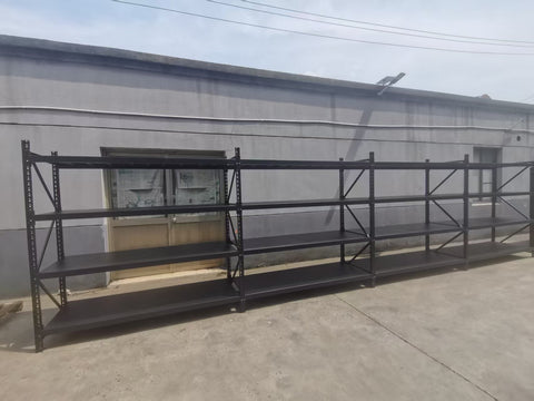 26.5FT Industrial Racking – Heavy - Duty 3 & 4 Tier Black Metal Rack Storage Shelving - with 26.5 ft L × 24 in W × 6 ft 3 Layers All Black | Sold by Uncle Wiener's Wholesale