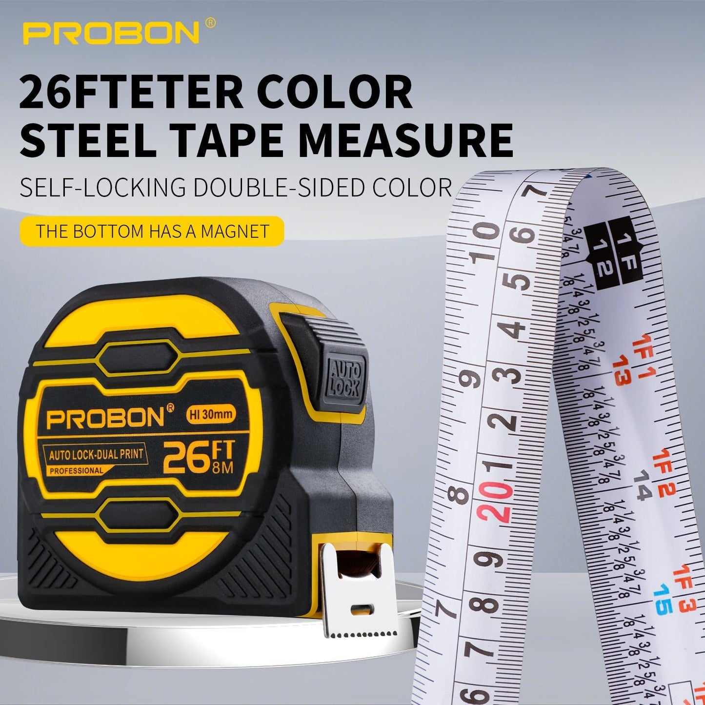 26FT Tape Measure 8m x 30mm Magnetic Double-Sided Auto Lock Measuring Tape PB001 - with | Sold by Uncle Wiener's Wholesale