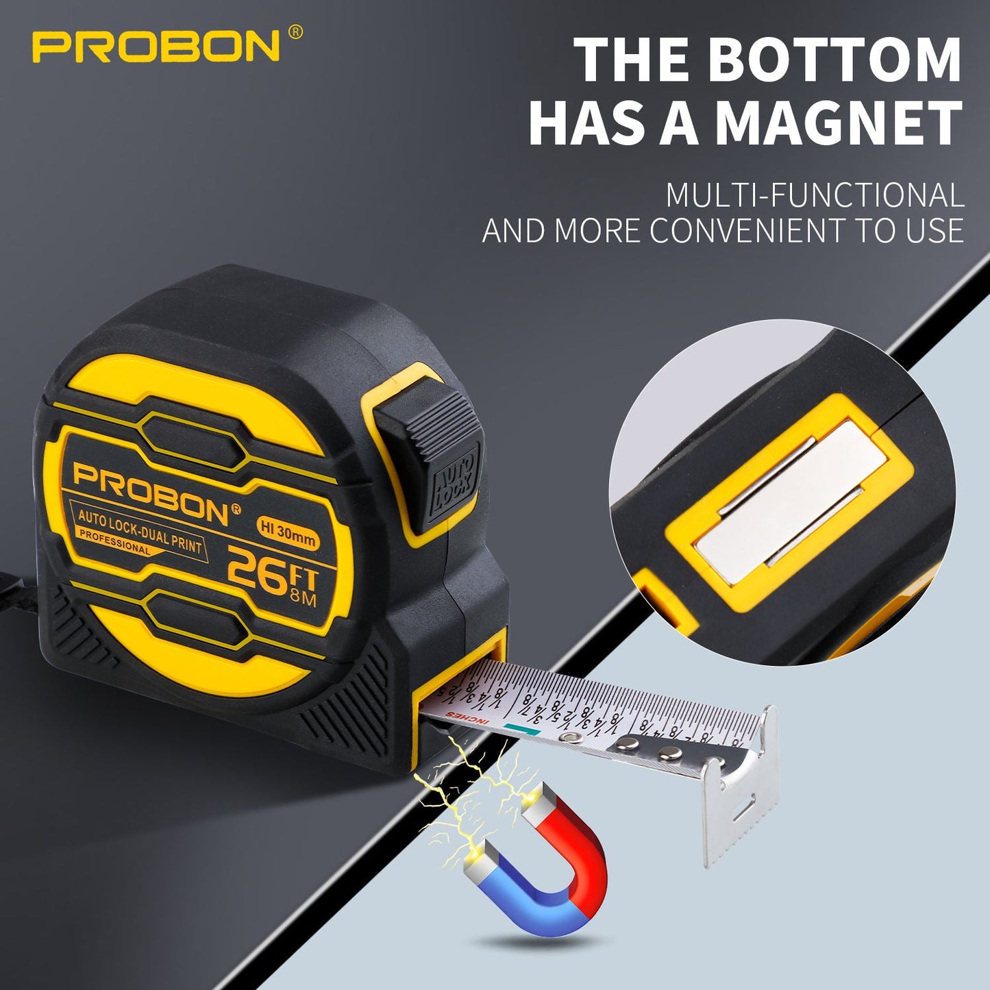 26FT Tape Measure 8m x 30mm Magnetic Double-Sided Auto Lock Measuring Tape PB001 - with | Sold by Uncle Wiener's Wholesale