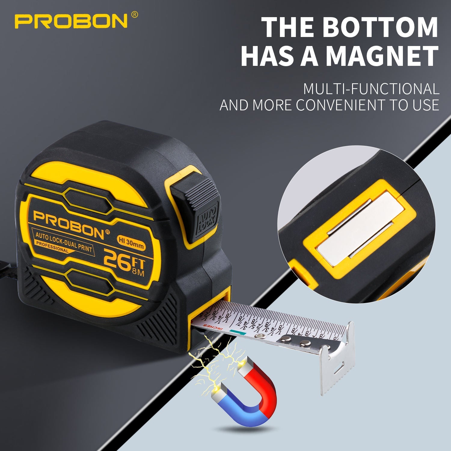 26FT Tape Measure 8m x 30mm Magnetic Double-Sided Auto Lock Measuring Tape PB001 - with | Sold by Uncle Wiener's Wholesale