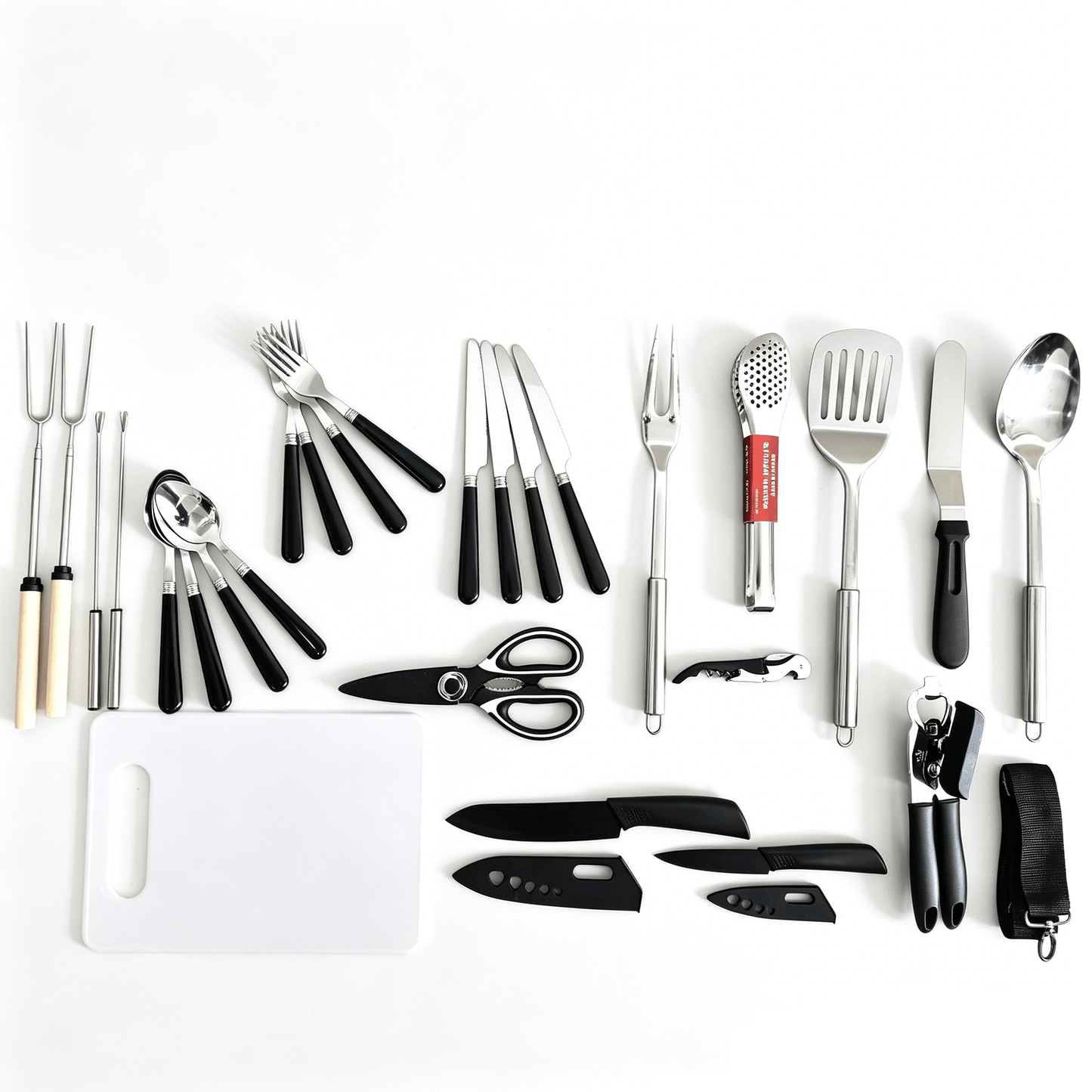 27-Piece Outdoor Tableware &amp; Cooking Utensil Set Portable Camping BBQ Kit W0927 - with | Sold by Uncle Wiener's Wholesale