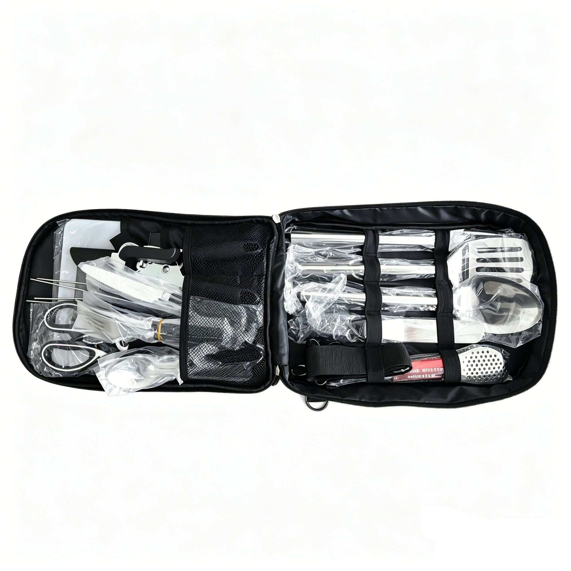 27-Piece Outdoor Tableware &amp; Cooking Utensil Set Portable Camping BBQ Kit W0927 - with | Sold by Uncle Wiener's Wholesale